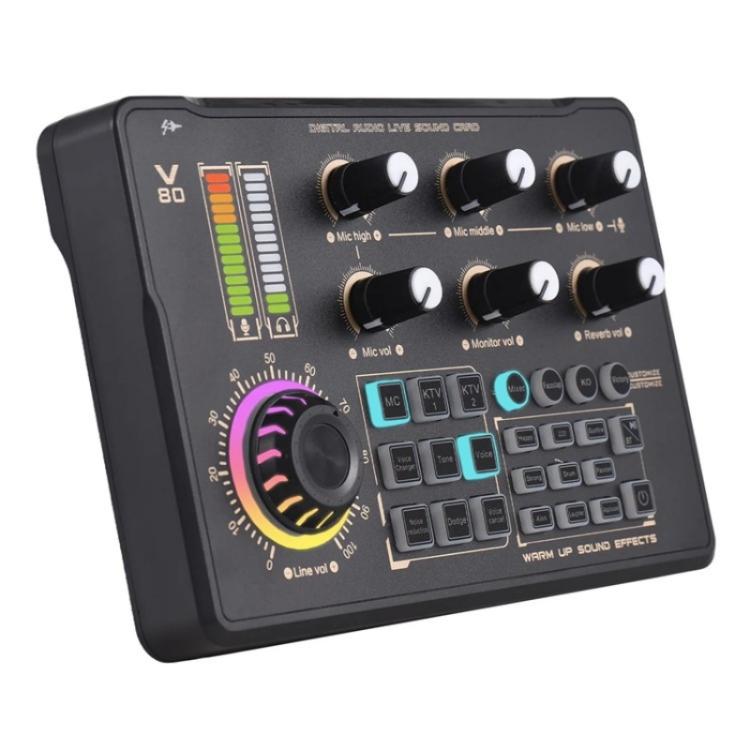 V80 per telefono cellulare computer portatile live streaming karaoke scheda audio mixer, V80 V80 per telefono cellulare computer portatile live streaming karaoke scheda audio mixer, V80
